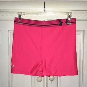 Neon pink under armour bike shorts